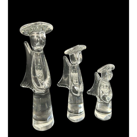 Tuscany Collection Angels 3 Lead Crystal Christmas Mid Century Modern 7"-9"-11' - Picture 10 of 10